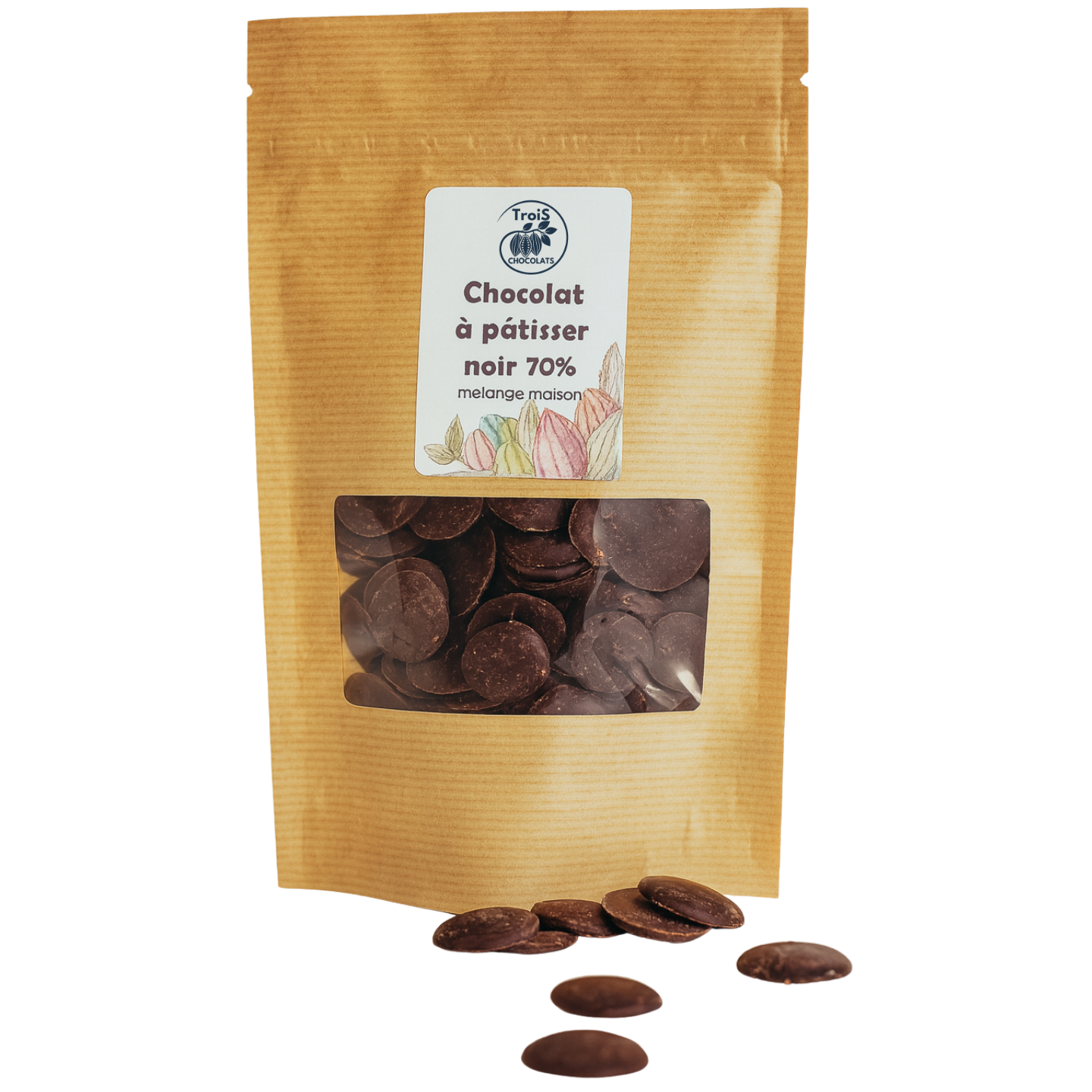 Pistoles Chocolat Noir 200g Bean-to-Bar Artisanal | 3chocolats